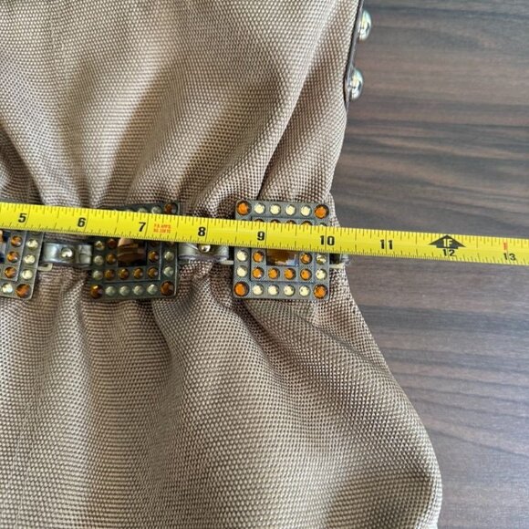Kathy Van Zeeland Gold Jewel Embellished Shoulder Bag Croc Trim  Back Pocket - Picture 12 of 15